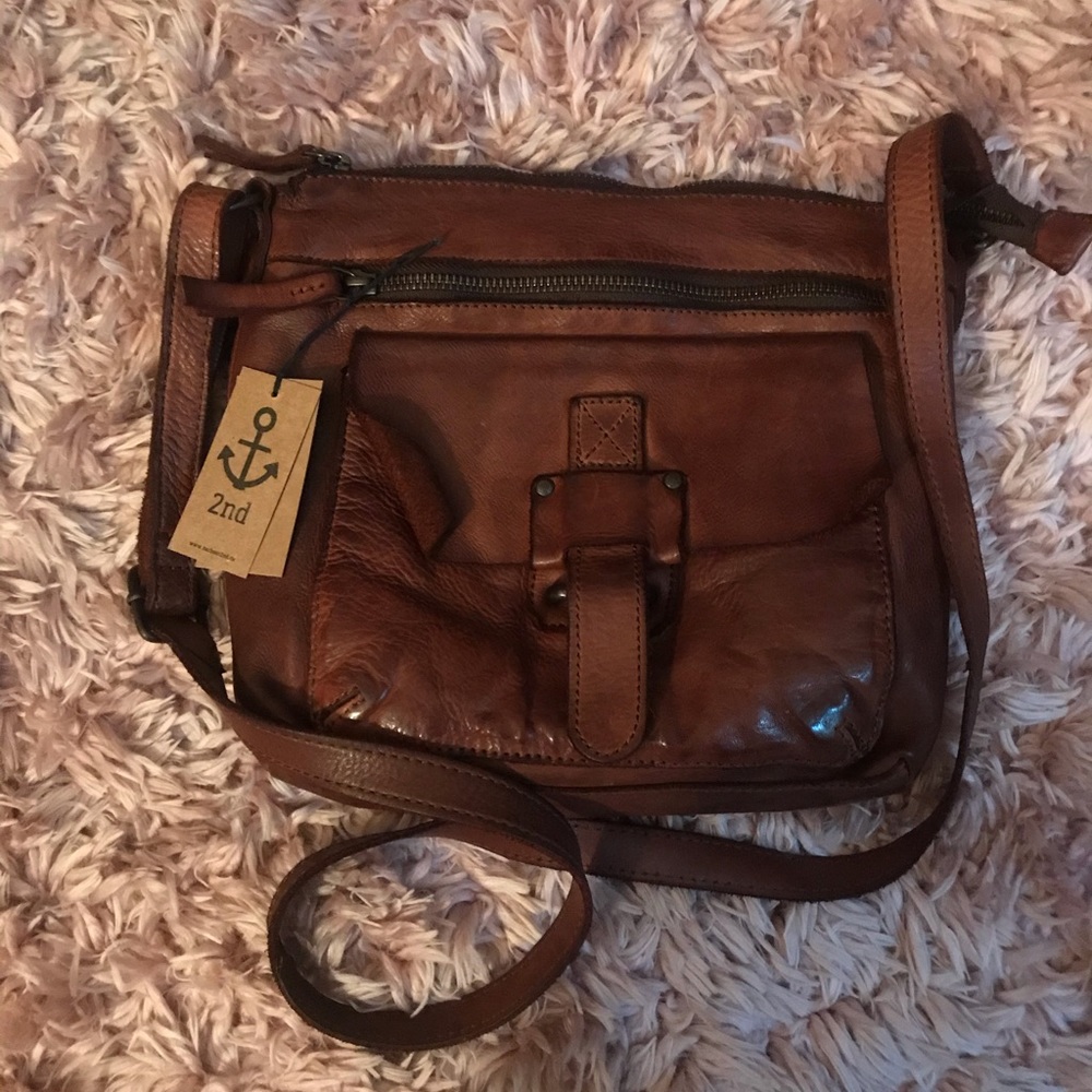 2nd Harbor Crossbody Purse/Satchel cognac leather